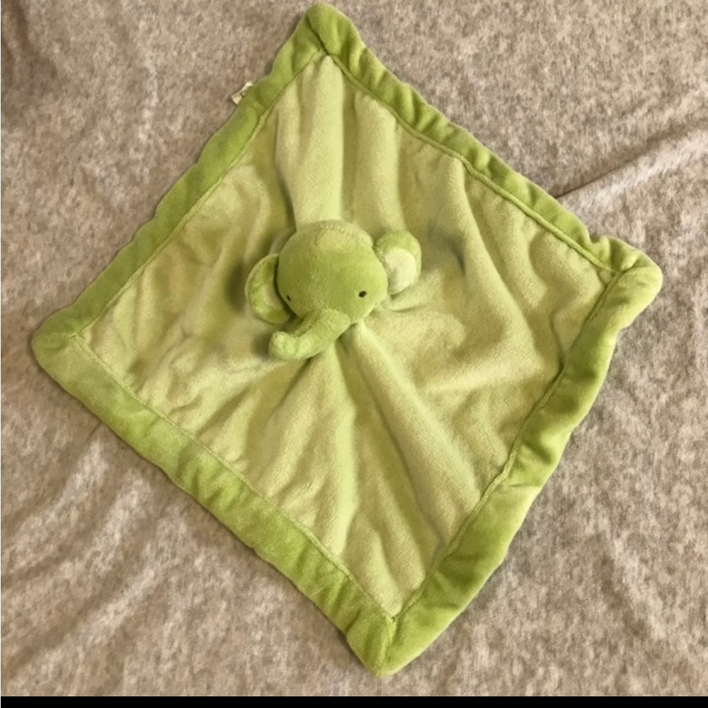 Tiddliwinks Green Elephant Baby Security Blanket Lovey in Velour